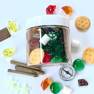 Camping Outdoors Homemade Sensory Dough Jar | Homemade Play Dough | Wilderness | Sensory Kit | Imagination at Play | Party Favor | S’mores