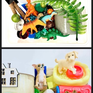 Pets, Dinosaurs, Homemade Sensory Dough Mini Kit,  Play Dough, Kit, Jar of Dough, Cats, Dogs, Prehistoric