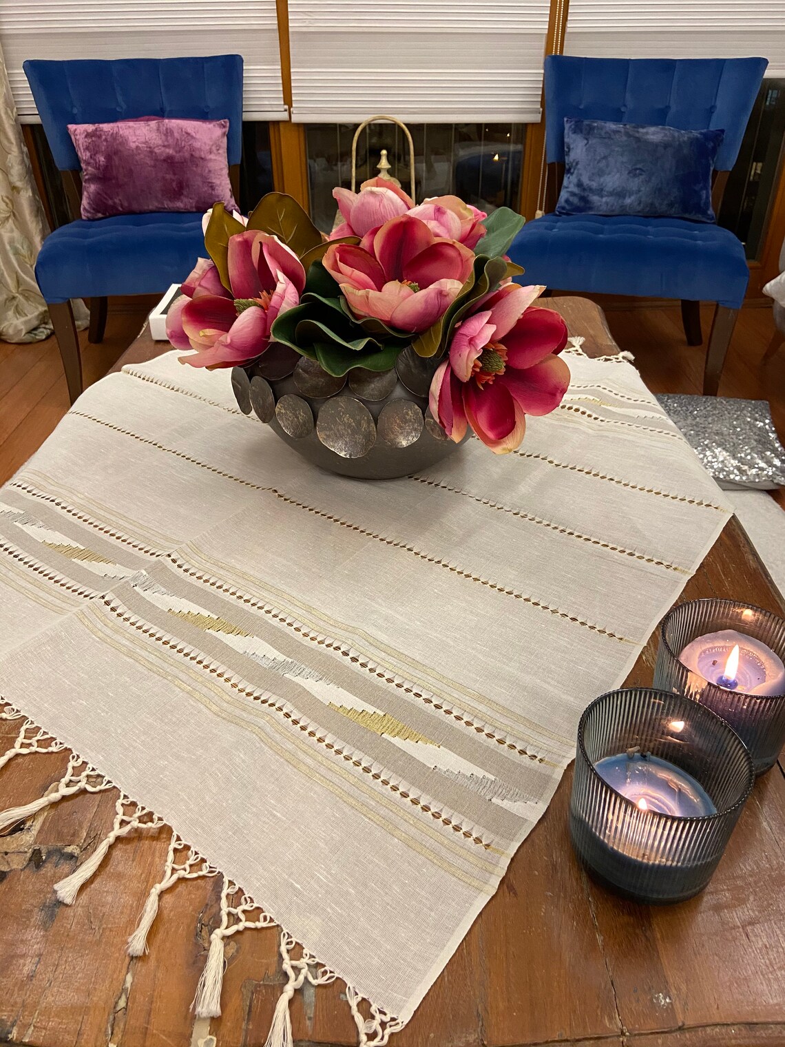 Table scene Hemp rope woven tablecloth Rustic style home Etsy