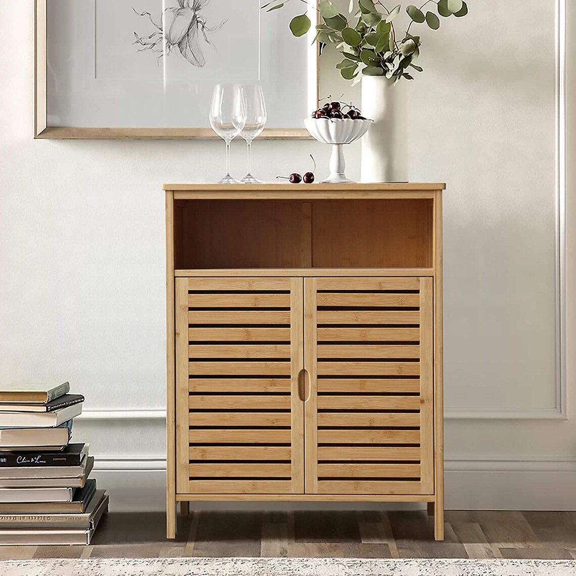 Bamboo Free Standing Bathroom with Shelves and Etsy