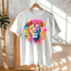 Lion T-Shirt, Graphic Top, Rainbow Drip T-Shirt, Lion Sweatshirt