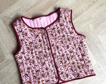 Gilet sans manche rose