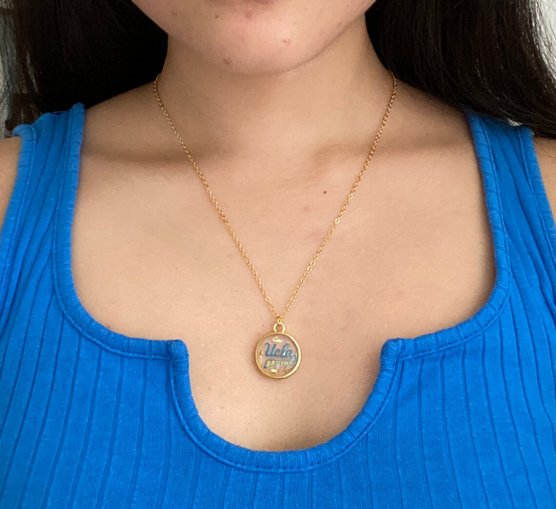 Custom College Necklace Gold/Silver College Logo Necklace Etsy