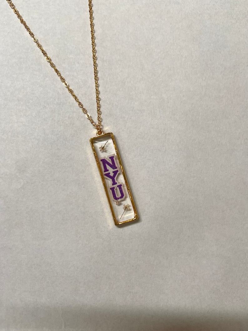 Custom College Necklace Gold/silver College Bar Necklace Etsy