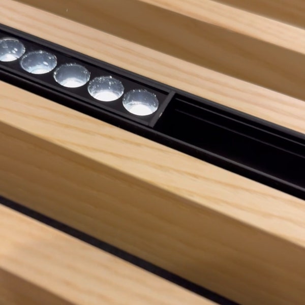Special Lighting Wood Ceiling Grille Panels | Minimalist Office Décor | White Oak | Walnut | Bespoke to Order