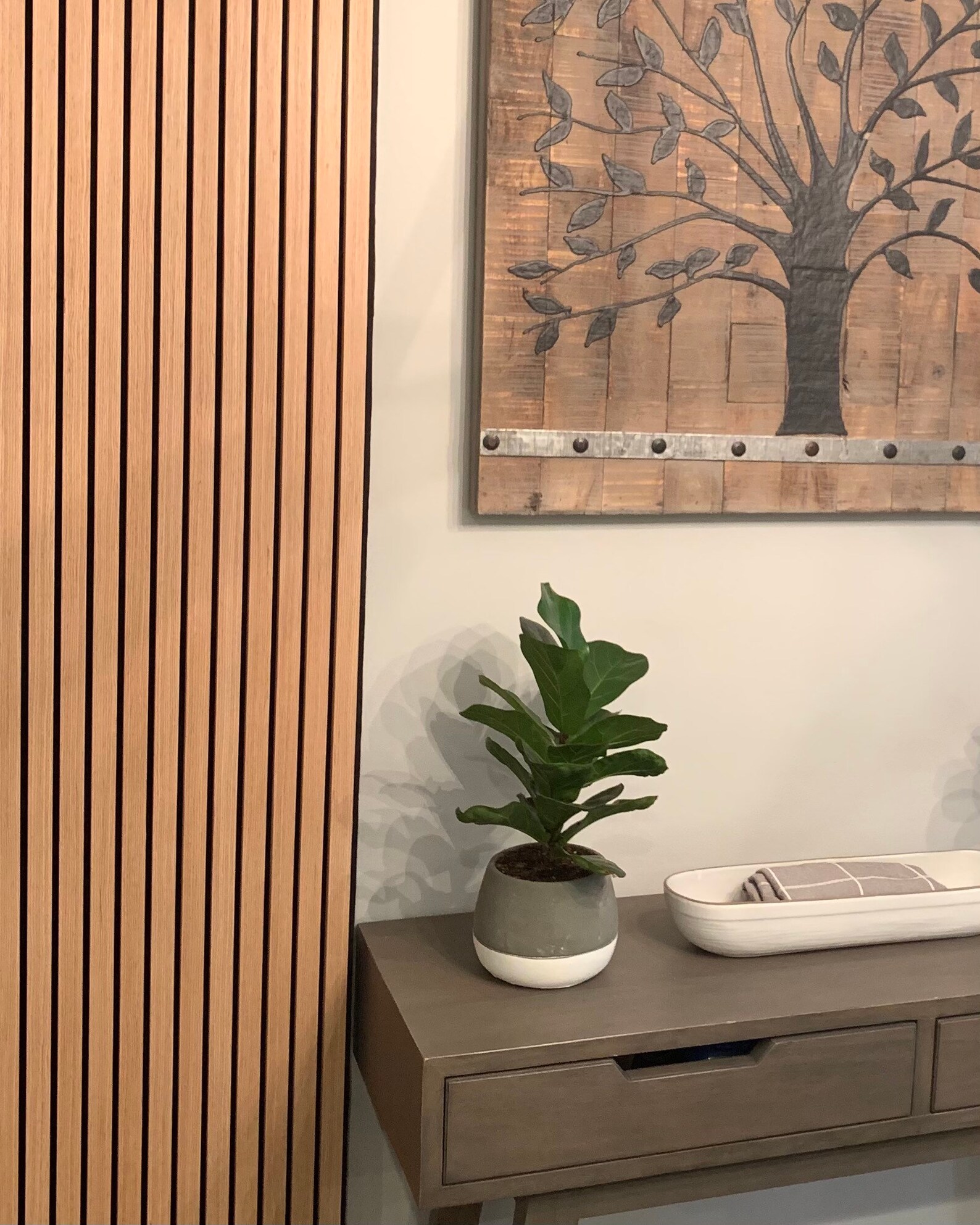 Custom Wood Wall Slat Panel 16 X 96 With Twelve Flat Slats Etsy