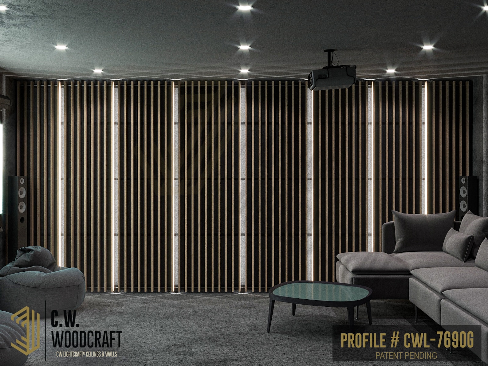 Slat wall lighting integration Model CWL7690G CW Woodcraft Etsy