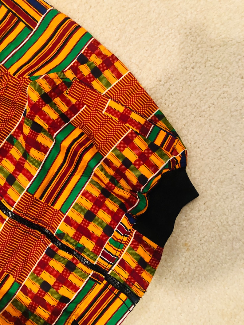 Chaqueta bomber con estampado africano Kente para mujer: Chaqueta de algodón Ankara imagen 5