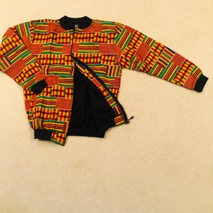 Chaqueta bomber con estampado africano Kente para mujer: Chaqueta de algodón Ankara imagen 2