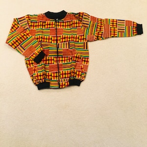 Chaqueta bomber con estampado africano Kente para mujer: Chaqueta de algodón Ankara imagen 1