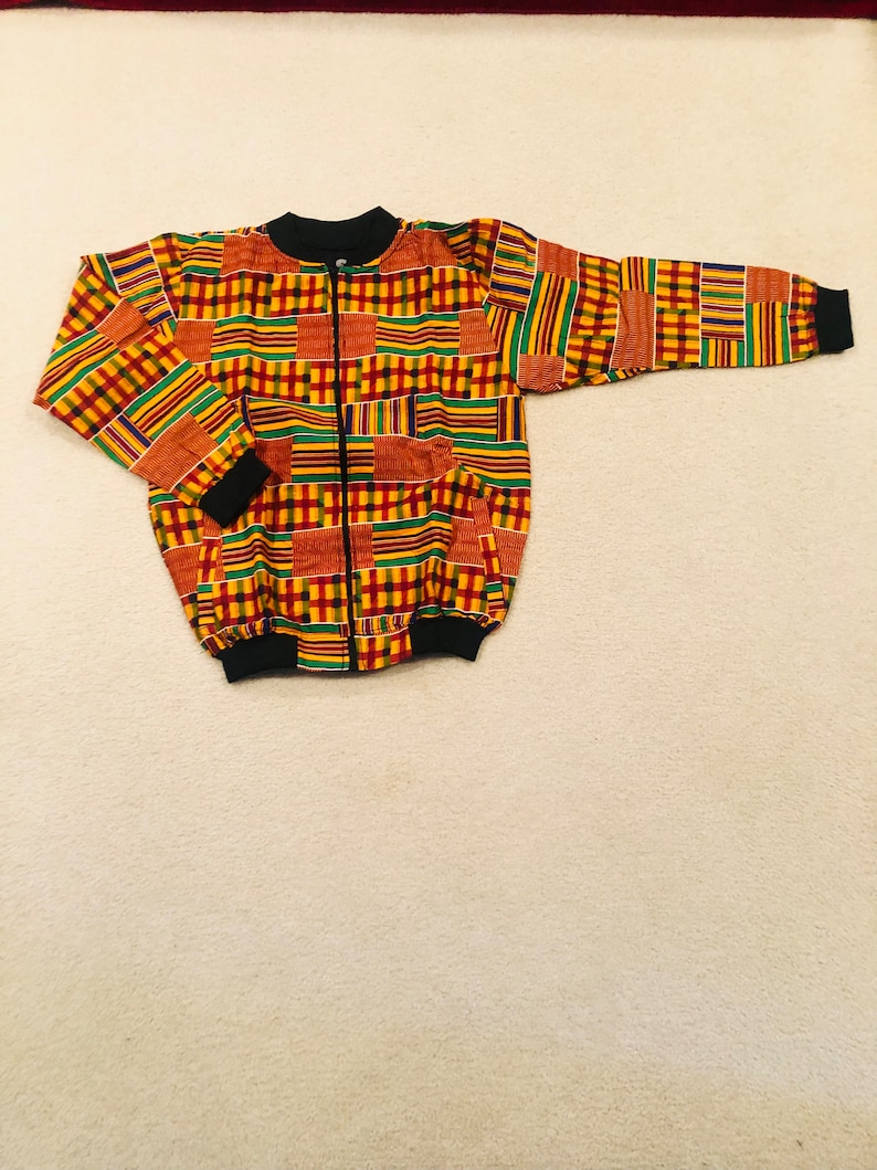 Chaqueta bomber con estampado africano Kente para mujer: Chaqueta de algodón Ankara imagen 1