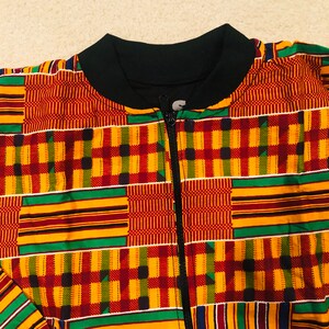 Chaqueta bomber con estampado africano Kente para mujer: Chaqueta de algodón Ankara imagen 3