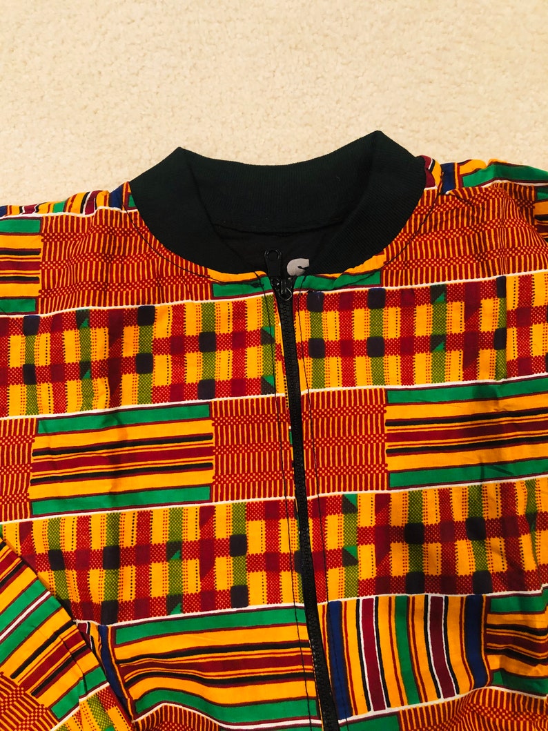 Chaqueta bomber con estampado africano Kente para mujer: Chaqueta de algodón Ankara imagen 3