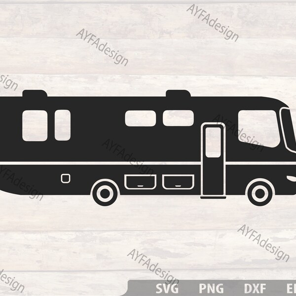 Motorhome Svg, Class A Motorhome Svg, Camping Car, Caravan Bus, RV Bus, Big Camper Van, Caravan Life, Svg, Png, Dxf, Eps, Digital Download