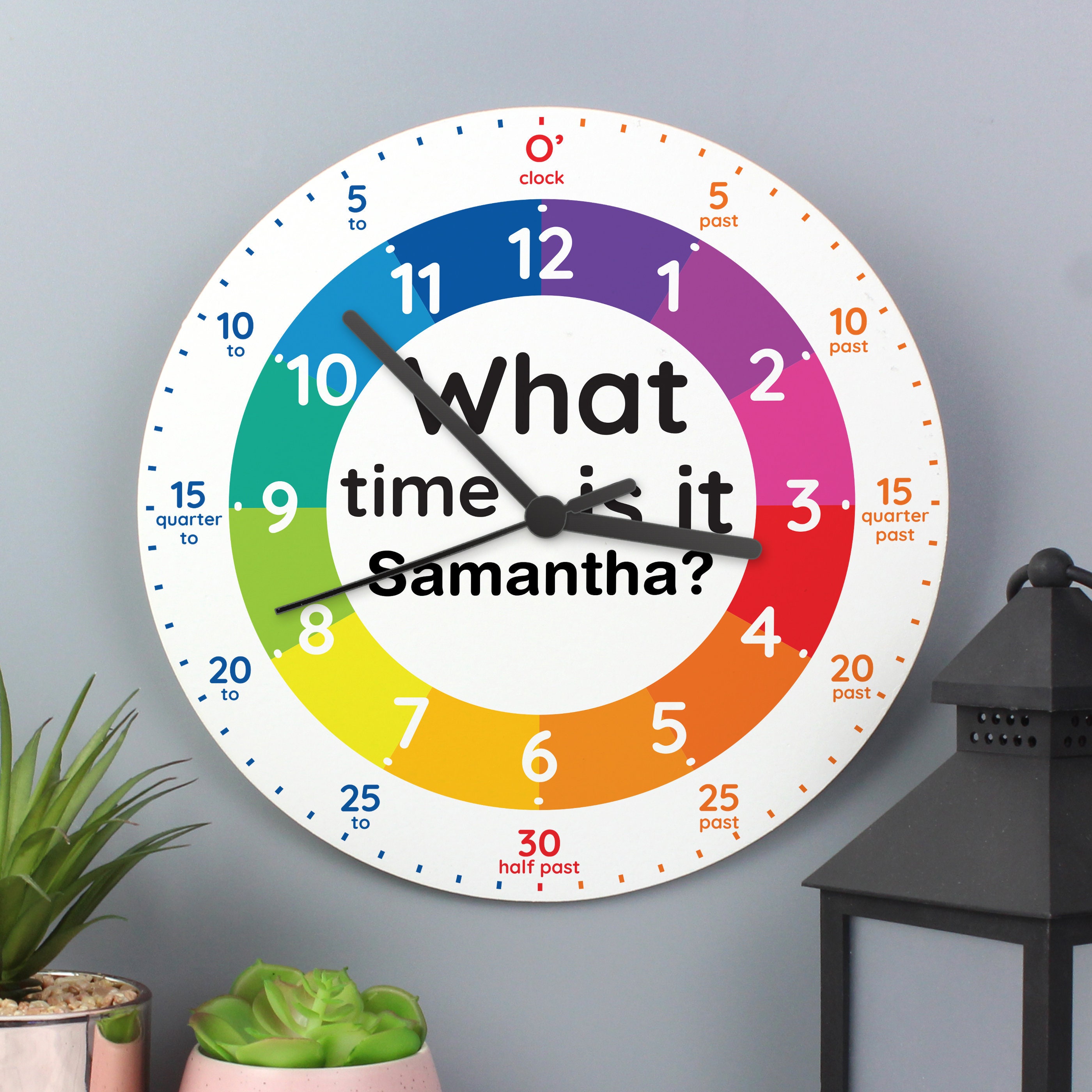 Personalised Kids Wall Clock Tell The Time Wooden Clock Etsy