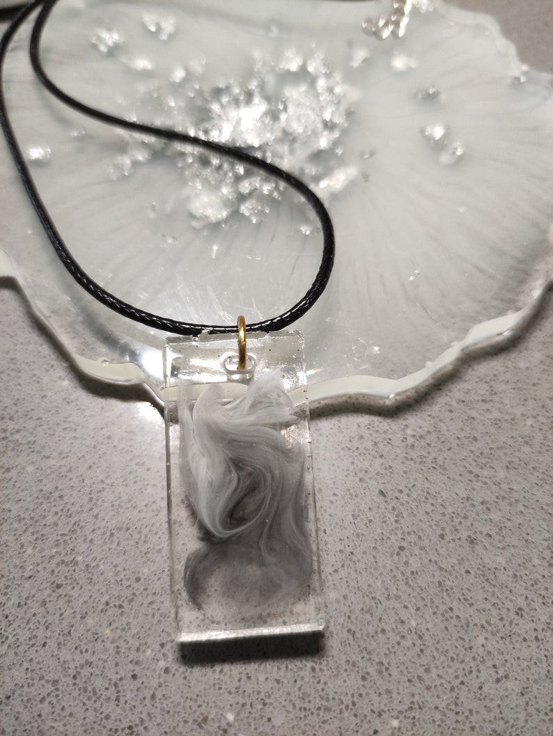 Jewellery gift pendant necklace delicate pendant handmade unique gift smoke pendant resin jewellery gift for her necklace for her