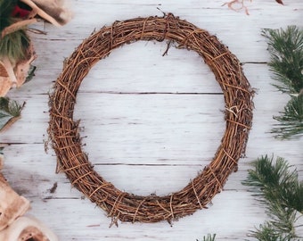 Natural Grapevine Wreath Base 40cm/16”, DIY Wreath Making Base, Christmas Wreath, Large Ring Floristry, Halloween Autumn Front Door Wreath