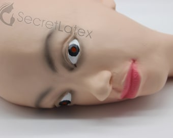 Latex Female Mask Full Doll Head Cross Dress Transgender Lady Woman Disguise Dip Moulded Iris Holes