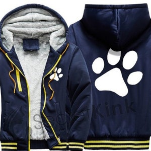 Puppy Print Jacket Coat Fleece Lined Pet Play Pup Body Winter Thick Costume Printed 2 Styles - Unisex S/M or L/XL