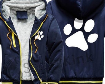 Puppy Print Jacket Coat Fleece Lined Pet Play Pup Body Winter Thick Costume Printed 2 Styles - Unisex S/M or L/XL