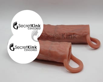 Ultra Realistic Silicone Penis Sleeve Extender Lifelike Cast FTM Soft Trans Prosthetic Fake Dick Expands Waterproof 2 Sizes S 4' or L 6'