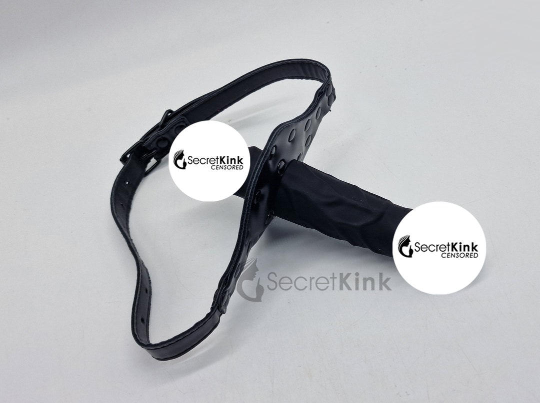 Black Strap-on Dildo Double-ended Fetish Fully Adjustable Sex Toy Oral Silicone Rubber Mouth Gag