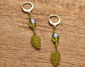 ooak fairy leaf earrings - golden garden