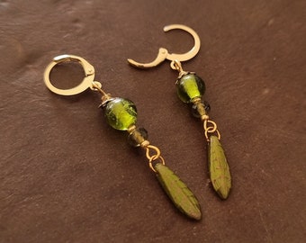 whimsical fern earrings  • forest fairy jewelry - golden garden