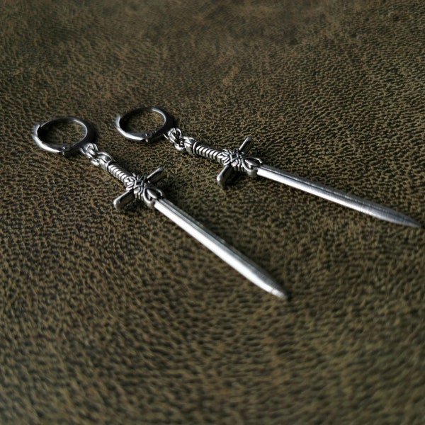 silver sword earrings - the book of knights