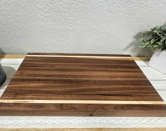 Large Walnut Cutting Board with Maple Accents | Double Sided