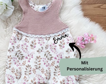 Strampler Mädchen mit Personalisierung | Strampler Blumen | Babykleidung Mädchen | Strampler personalisiert | Homecoming Outfit Mädchen