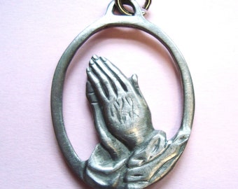 Vintage Sterling Silver Praying Hands 3D Religious Medal - Etsy