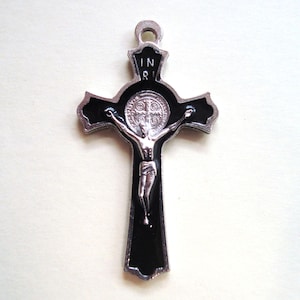 St Benedict Pendant Crucifix Black Enamel