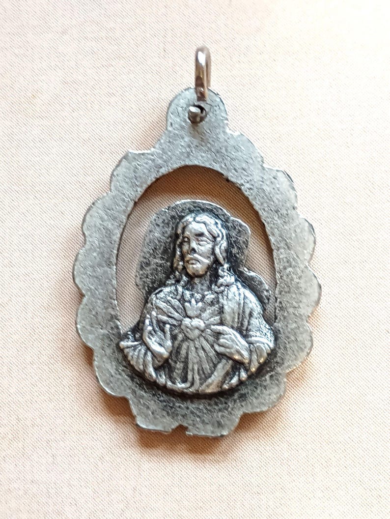 Vintage Madonna and Child Virgin Mary Sacred Heart Medal - Etsy