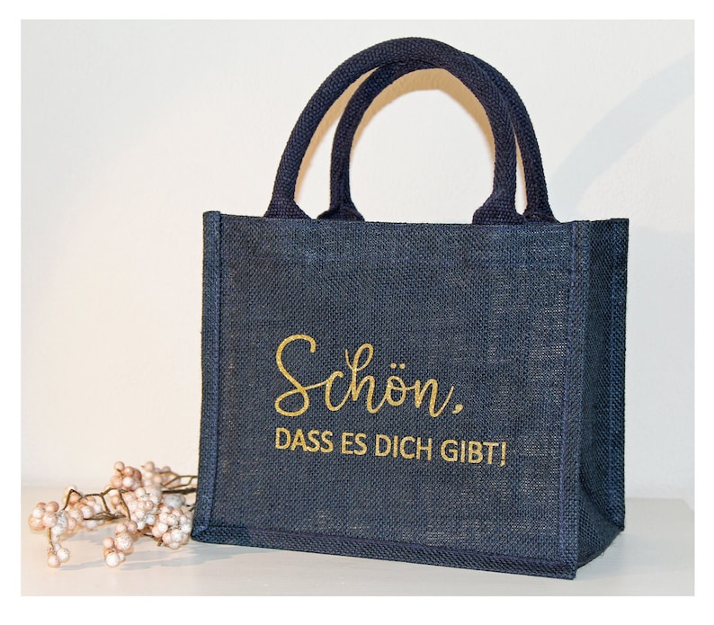 Small jute bag, personalized, gift, desired text, girlfriend... image 1