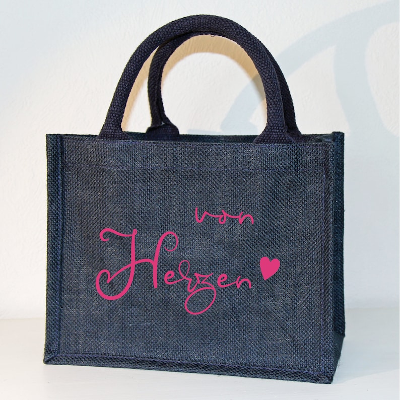 Small jute bag, personalized, gift, desired text, girlfriend... image 4