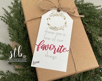 Our Favorite Things Christmas Gift Tag Printable - Christmas Our Favorite Things Tag - Christmas Wedding Favor Tag - Our Favorite Things Tag