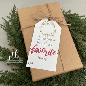 Nuestra etiqueta de regalo de Navidad de cosas favoritas imprimible - Navidad Nuestra etiqueta de cosas favoritas - Etiqueta de favor de boda de Navidad - Nuestra etiqueta de cosas favoritas