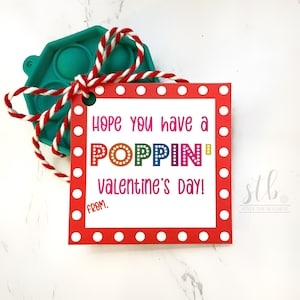 Valentines Printable Tags Hope you have a Poppin' Valentine's Day Printable Fidget Toy Valentine Class Valentine Printable image 1