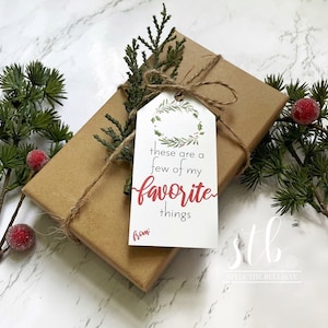 Etiqueta de regalo de Navidad imprimible: estas son algunas de mis cosas favoritas Etiqueta de regalo imprimible