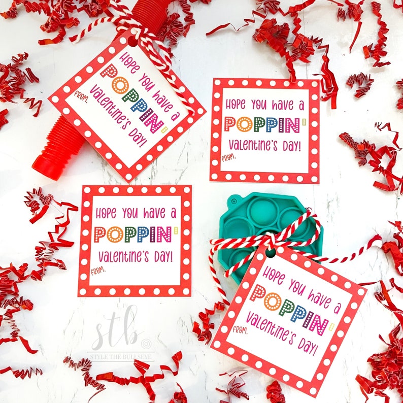 Valentines Printable Tags Hope you have a Poppin' Valentine's Day Printable Fidget Toy Valentine Class Valentine Printable image 2