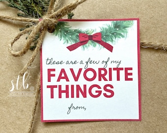 Christmas Gift Tag Printable- These Are a Few of My Favorite Things Gift Tag PDF Printable -RED- Favorite Things Party Printable