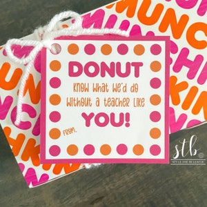 DONUT weiß, was wir ohne einen Lehrer wie SIE tun würden PDF Printable - Druckbarer Geschenkanhänger für Donut Shop Geschenkkarte