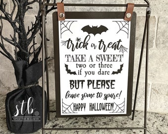 Trick or Treat Printable Sign- Halloween Printable Sign - Trick or ...