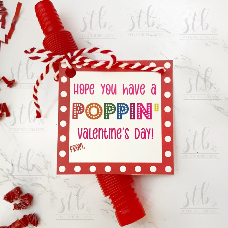 Valentines Printable Tags Hope you have a Poppin' Valentine's Day Printable Fidget Toy Valentine Class Valentine Printable image 3