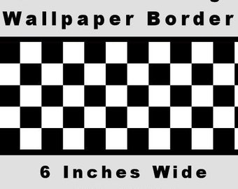 Checkered Flag Wallpaper Border-6 Inch (Black Edge)