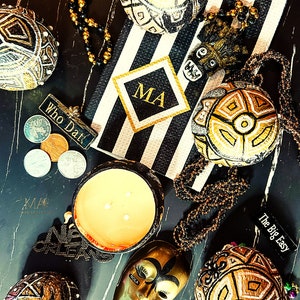 Hand-Decorated Coconut Candle| Coconut Candle with Soy Wax | Nola Zulu Inspired | Fresh Scented | Musk Scented | Mardi Gras Deco