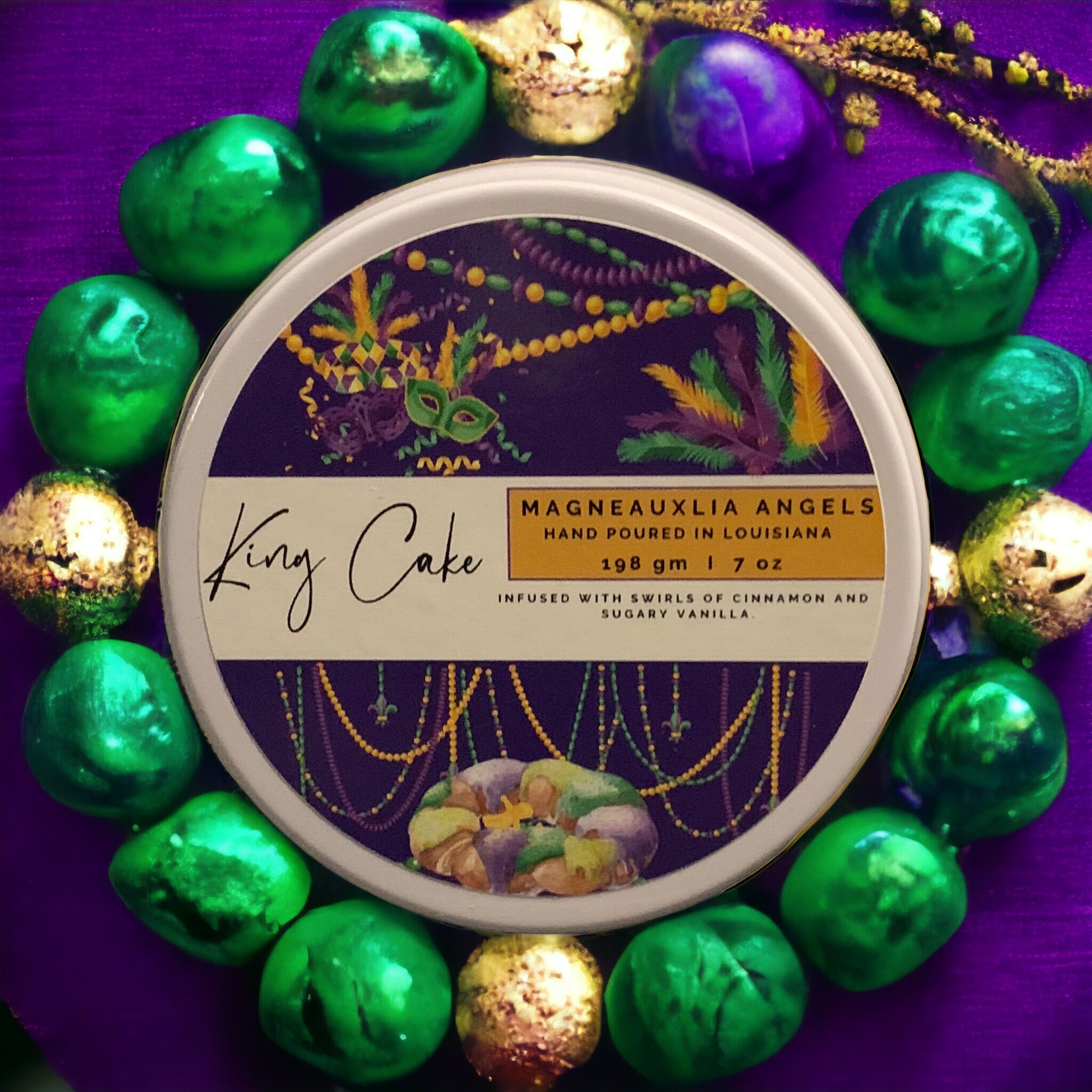 King Cake Candle | Cinnamon Roll Scented | Cinnamon Scented | Vanilla Scented | King Cake| Dessert Candle