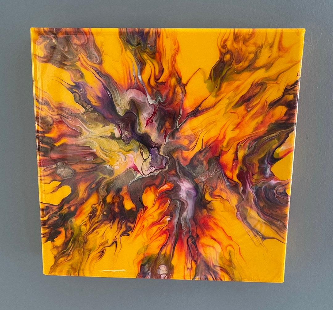 Beautiful Yellow Acrylic Painting Etsy