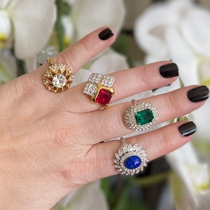 Fabulous Big Cocktail Rings! Bijoux D&#39;Orlan Paris | Big Statement Rings | Gold Plated & Swarovski Crystals | Rings for Women